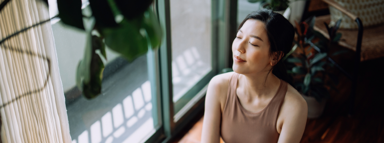 Woman meditating by herself